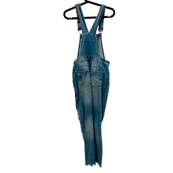 Refuge Denim Women's Straight Leg Distressed Bib Denim Overall Jumpsuit Size 0 - Picture 2 of 3